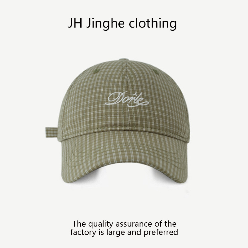 Spring and summer new baseball cap with letter-embroidered check pattern, Korean-style fashionable retro casual outdoor sunshade baseball cap pic 4
