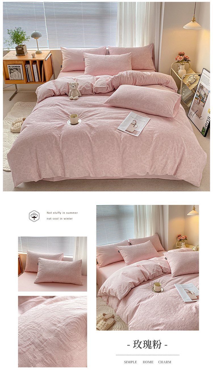 Class A, mother and baby grade, 100 all-cotton three-layer jacquard four-piece set, pure cotton quilt cover, bed sheet, bed cover, washed cotton products for winter pic 54