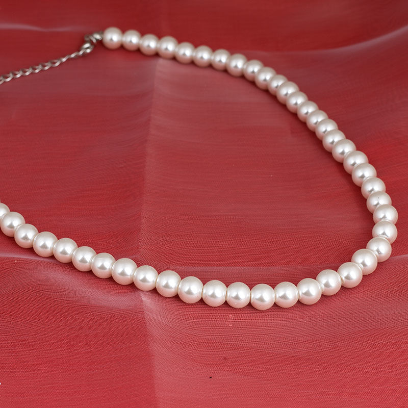 珍珠项链女送妈妈玻璃仿珍珠白色圆珠饰品旗袍配饰锁骨链颈链详情10