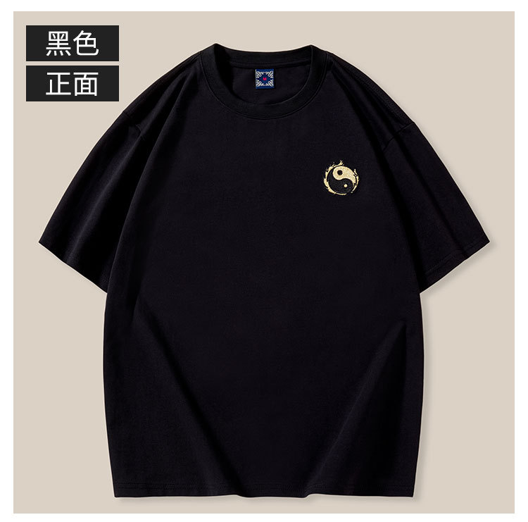 New short-sleeved T-shirts for men, heavy embroidery, all-cotton round neck, loose and large-sized casual trendy couple shirts, custom-made and wholesale pic 10