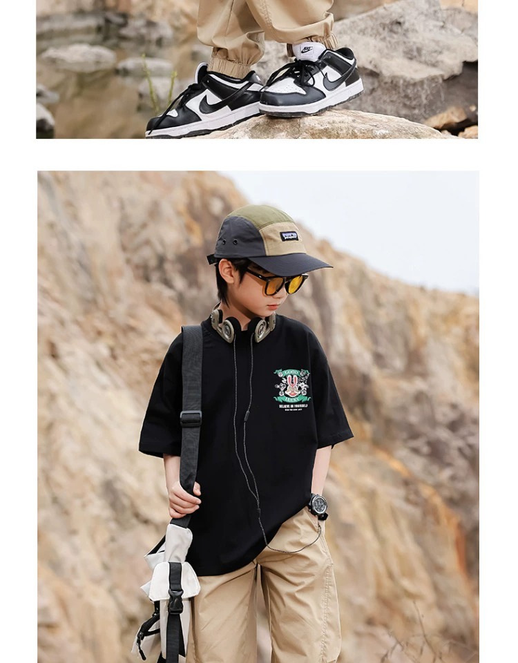 Guizao mid-big kid verano de algodón camiseta de manga corta 2025 nuevo zhang hombre chica negro hermoso vestido de verano red guizao T pic 21