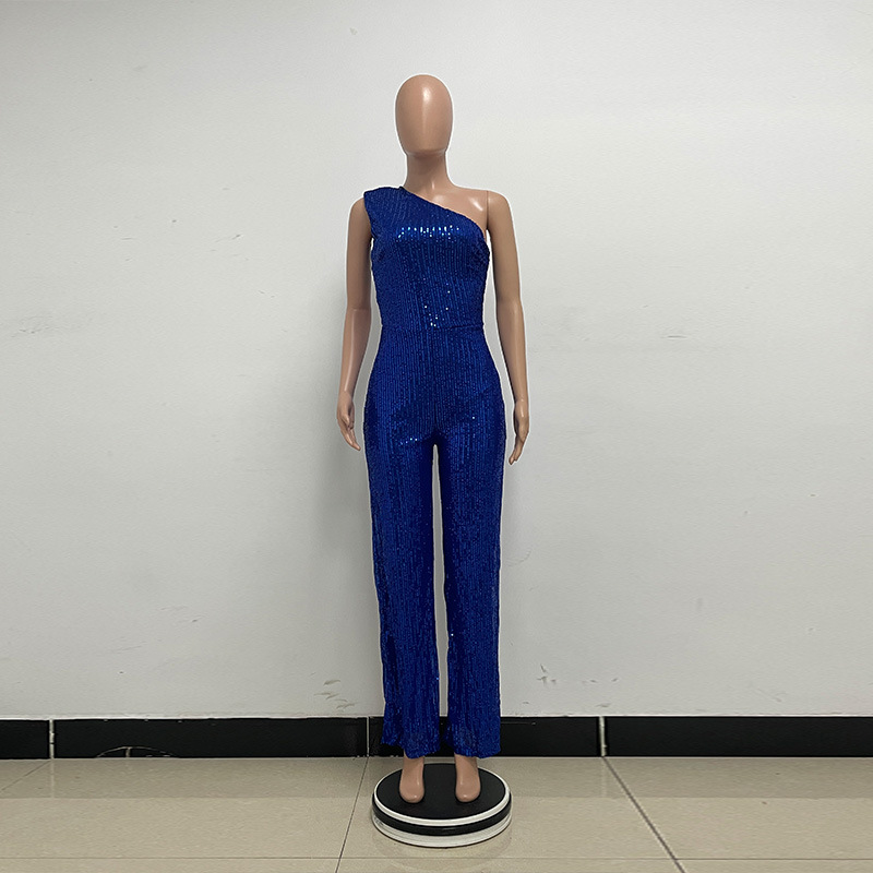新中式无袖连体衣独立站夏季单肩亮片连体裤女批发详情21