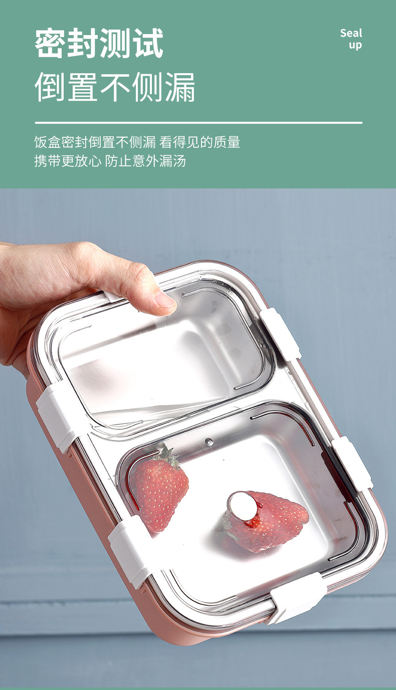 Caja de almuerzo aislada de gran capacidad 304 caja de bento de grado alimenticio de acero inoxidable lunch box para empleados de oficina tienda general uso diario pic 9