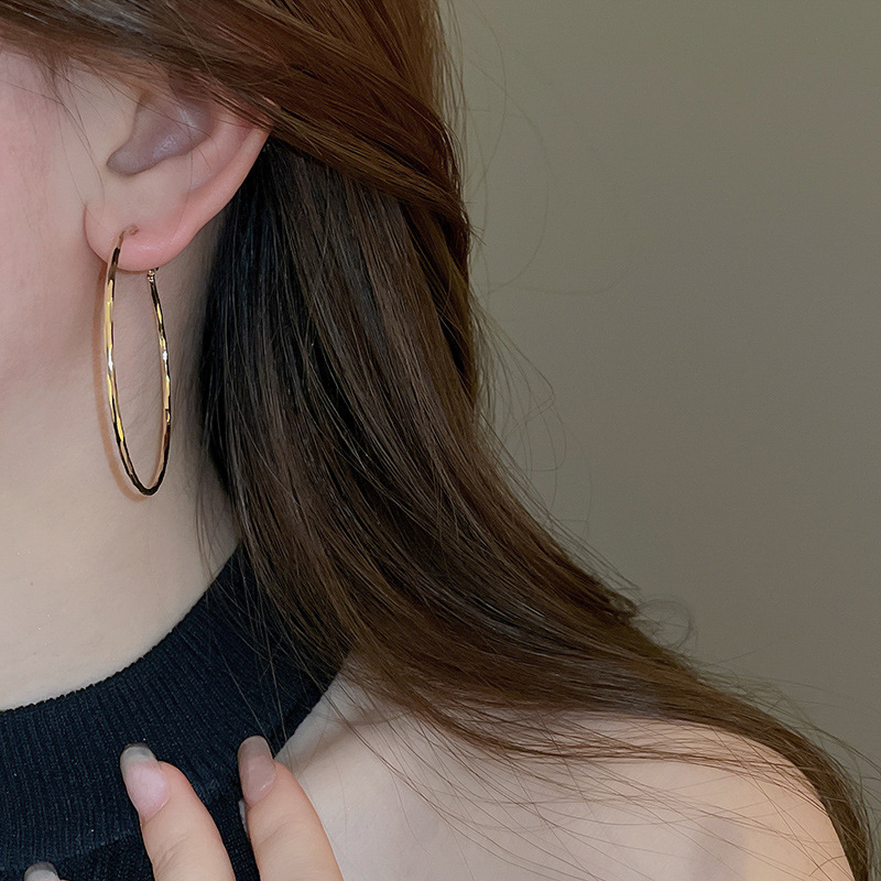 银针欧美冷淡风镶钻爱心圆圈耳圈小众简约夸张耳环百搭高级感耳饰详情12