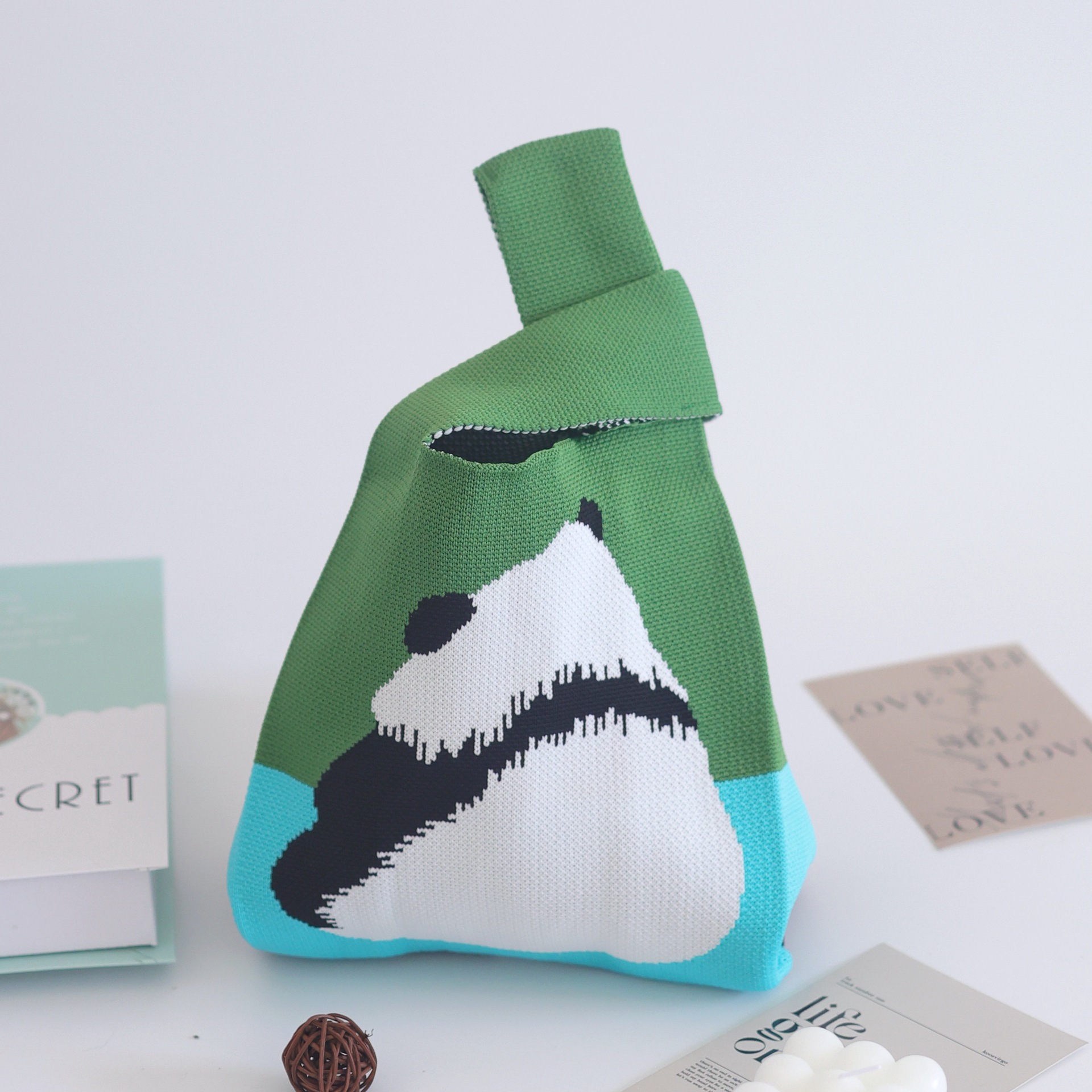 韩版针织包手提包水桶包托特包百搭编织包可爱笑脸系简约伴手礼详情12