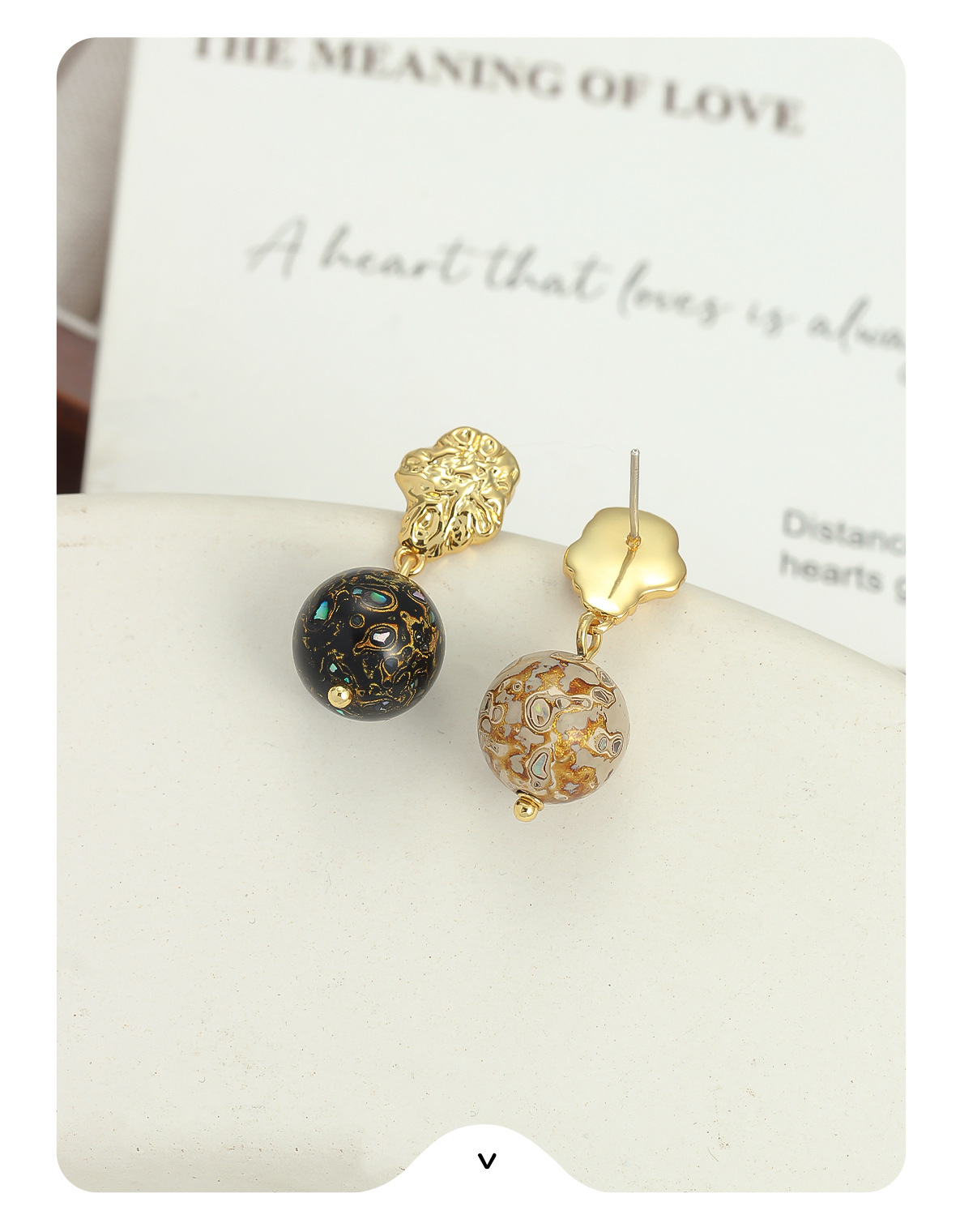 非遗大漆珠新中式耳钉不对称简约复古925银针小众设计高级感耳钉详情12