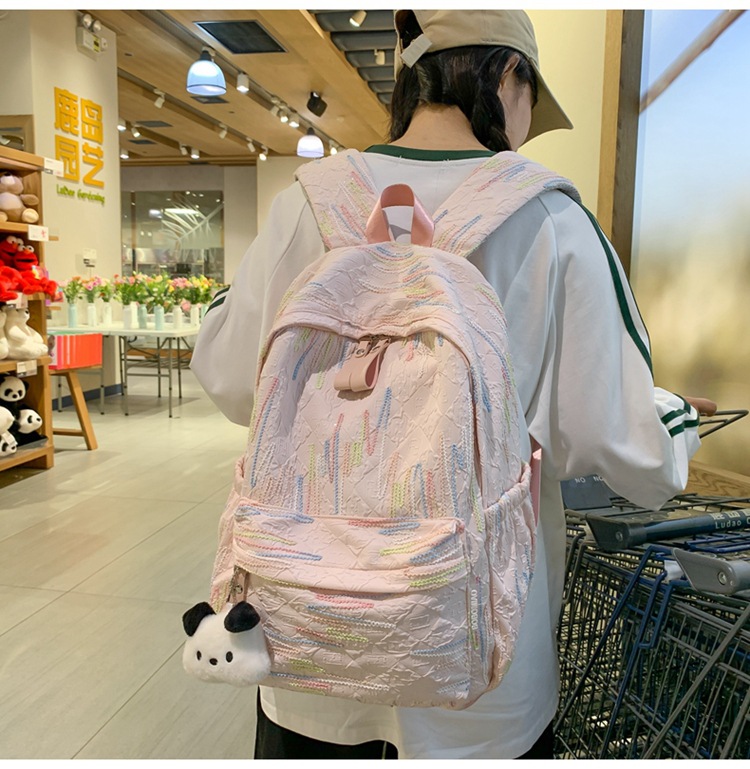 双肩包女生出游可爱少女简约大学生百搭轻便时尚春游中学上课书包详情30