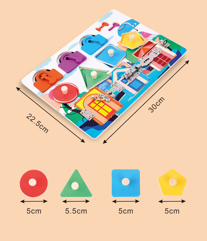 跨境木制儿童早教立体解锁忙碌小方块宝宝忙碌板玩具批发详情65