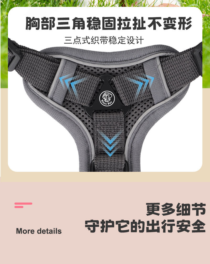 Cat leash vest pet chest and back strap cat walking rope chest and back anti-escape cat leash breathable anti-escape pic 11