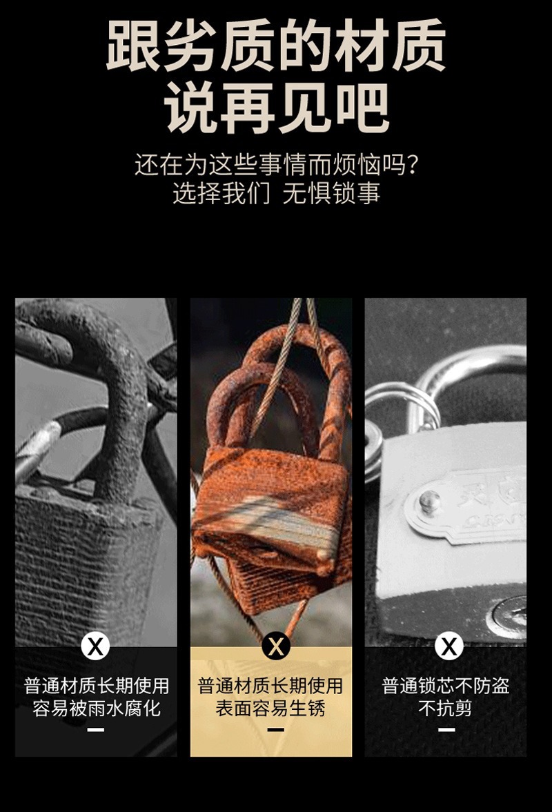 厂家直供灰色锁 大门灰铁挂锁 38挂锁电力表箱锁耐用浦江挂锁批发详情2