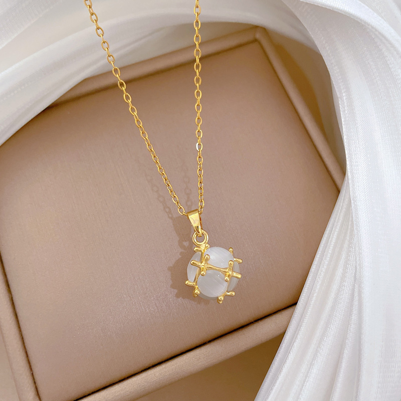 【钛钢】猫眼小球简约个性时尚轻奢气质华丽项链女百搭锁骨链钛钢详情10