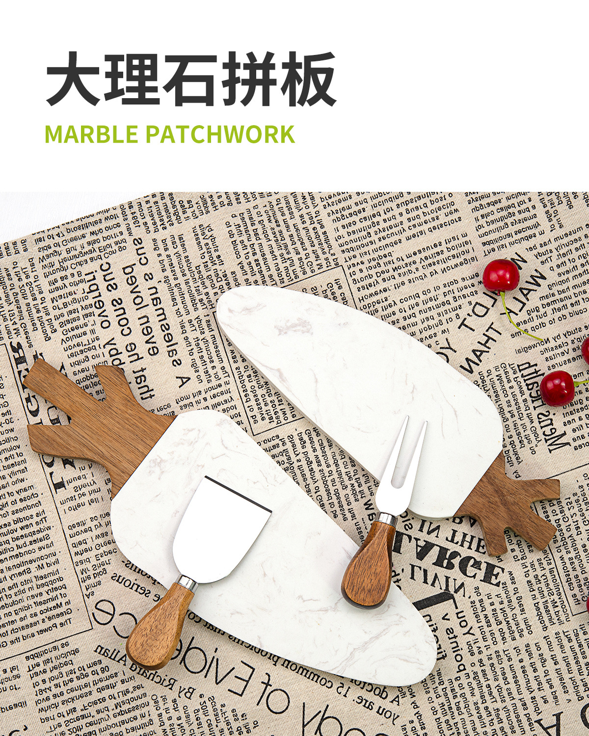 Custom-made white marble cutting board in the shape of radish, creative design of acacia wood splicing plating and cutting board, cheese cutting board pic 1