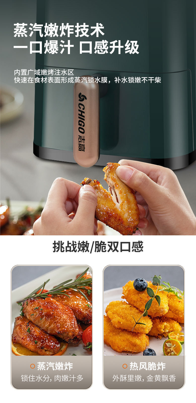 Air fryer, household non-stick pan, multi-functional fried chicken and French fries, smokeless, food-grade, large-capacity electric fryer pic 3