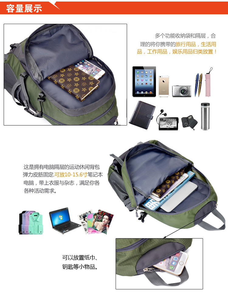 户外双肩背轻便骑行40升旅行多功能登山防泼水休闲徒步便携学生包详情19