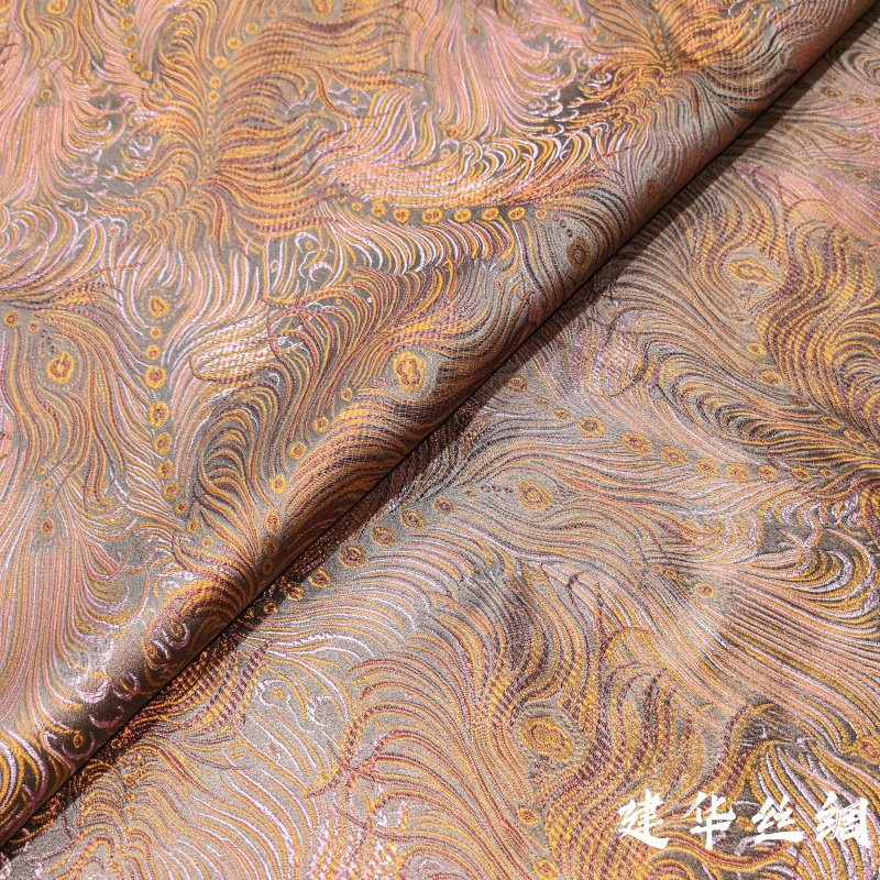 乱凤尾提花织锦缎面料服装茶杯垫手工包布料汉服唐装古风服装绸缎详情5