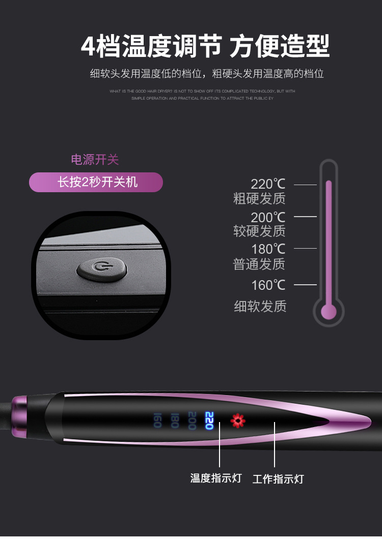 Cross-border new ceramic electric clip hair straightener, fashionable style curling iron, dual-purpose straightener and perming device M141 pic 8