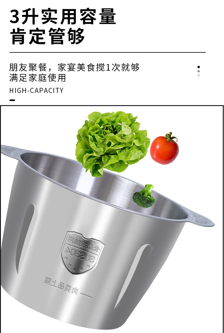 厨房家用电动绞肉机不锈钢多功能绞馅自动搅拌料理机小型碎肉机批详情5