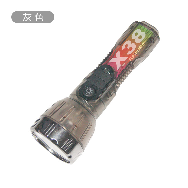 2023跨境强光手电筒探照灯太阳能USB充电户外野营便携照明灯手电详情11