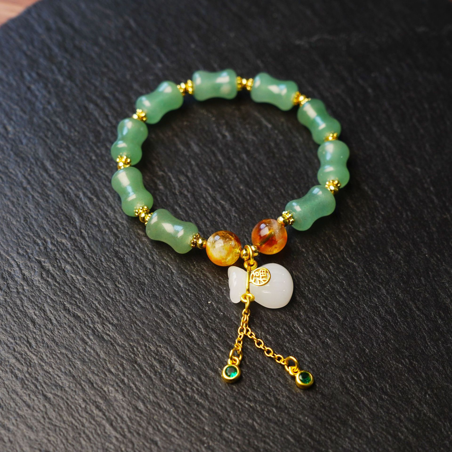 New natural golden thread jade Joint promotion bracelet for women, Tianshan Green Bamboo joint money bag bracelet, jewelry for women who have passed the college entrance examination pic 17