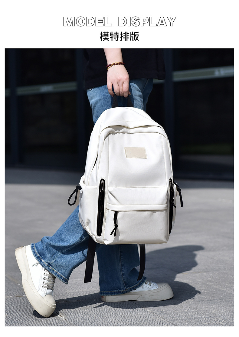 New cross-border casual backpack, simple backpack, fashionable large-capacity backpack for junior high school, high school and college students, women pic 10