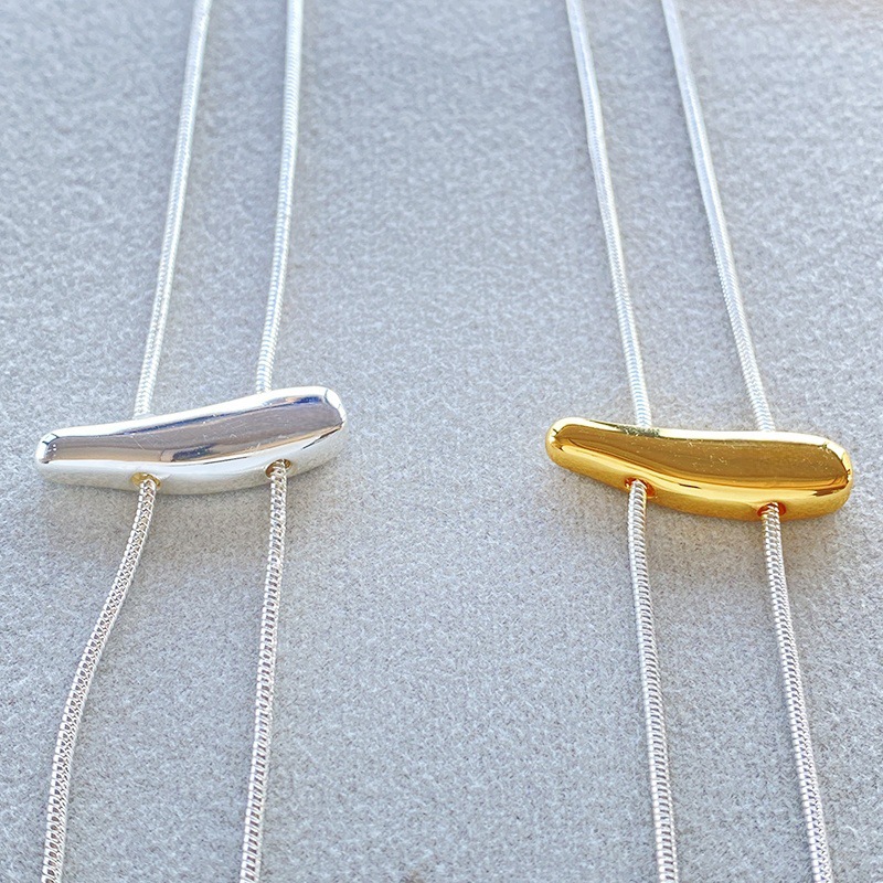 日韩ins风金属细长链条撞色卡扣可抽拉项链时尚简约小众设计颈链详情9