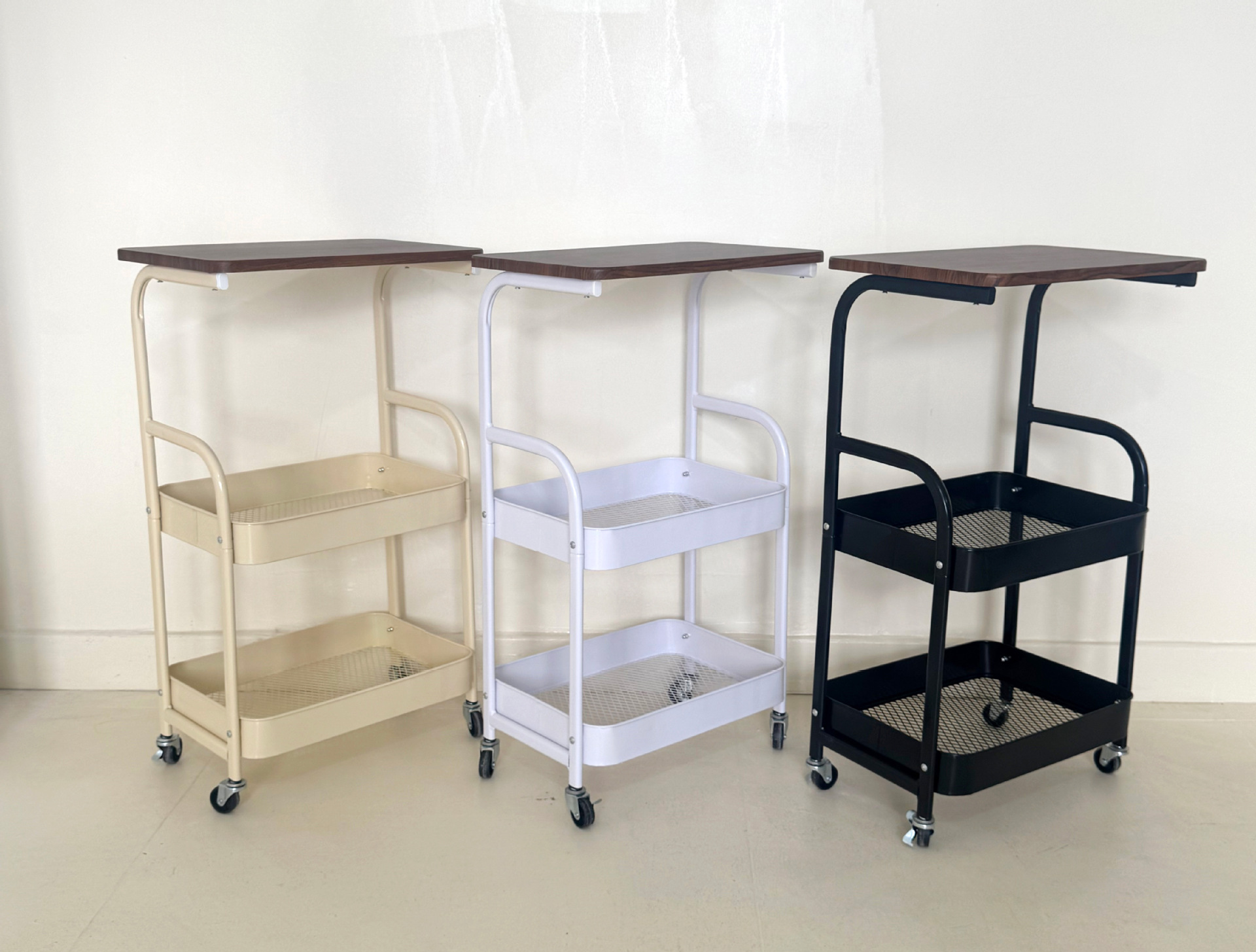 可移动双层置物架家用客厅小推车卧室床头小桌子带轮收纳架厂家详情8