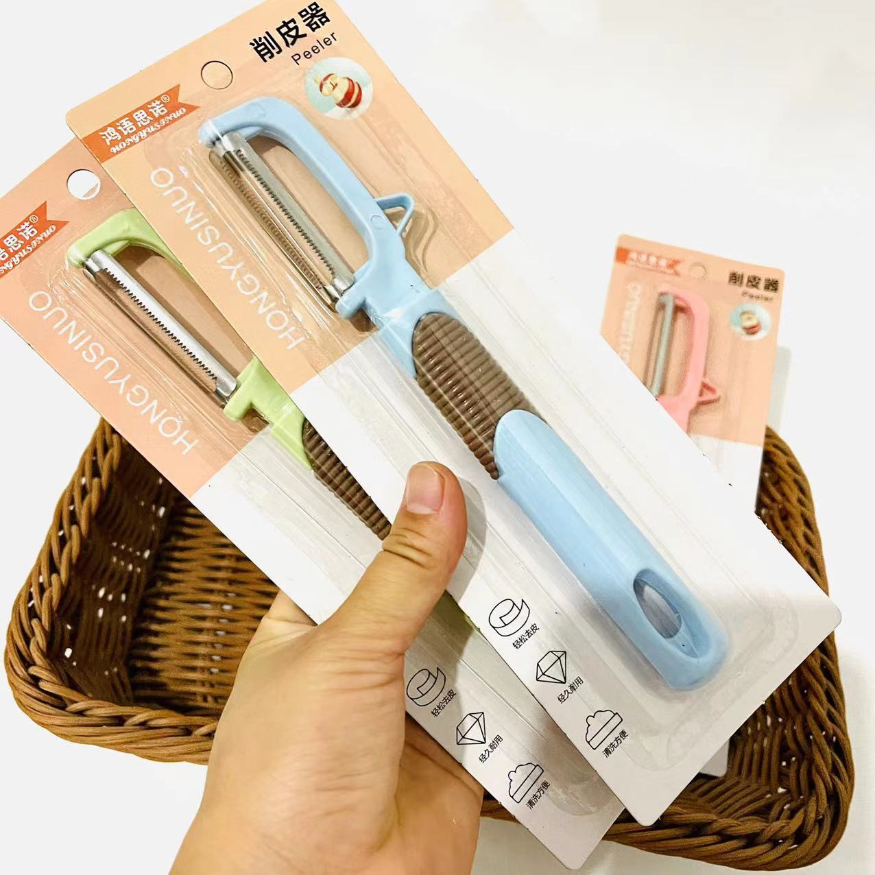 【 Zone 2-10 】0730 Peeler 60/ box 720/ box 0730 Suction Card Peeler, Peeling Knife Plastic Handle Serrated Peeler, Fruit and Melon Peeler wholesale pic 3