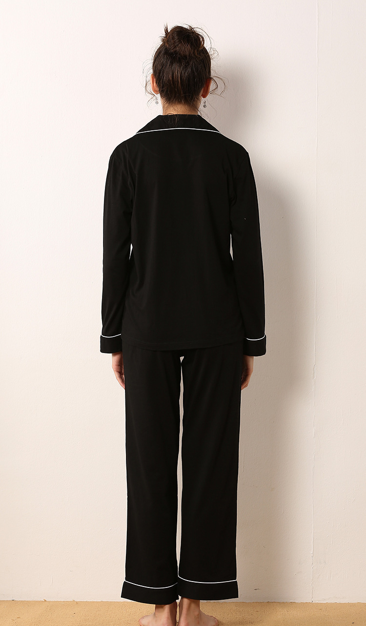 T开衫加大秋新款针织棉家居服套装女长袖舒适睡衣欧美衬衫式睡衣详情11