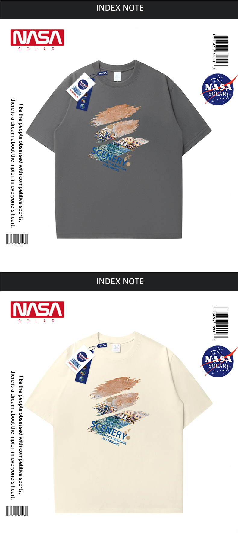 NASA 联名2025夏季新款时尚百搭字母印花T恤户外运动情侣短袖上衣详情10