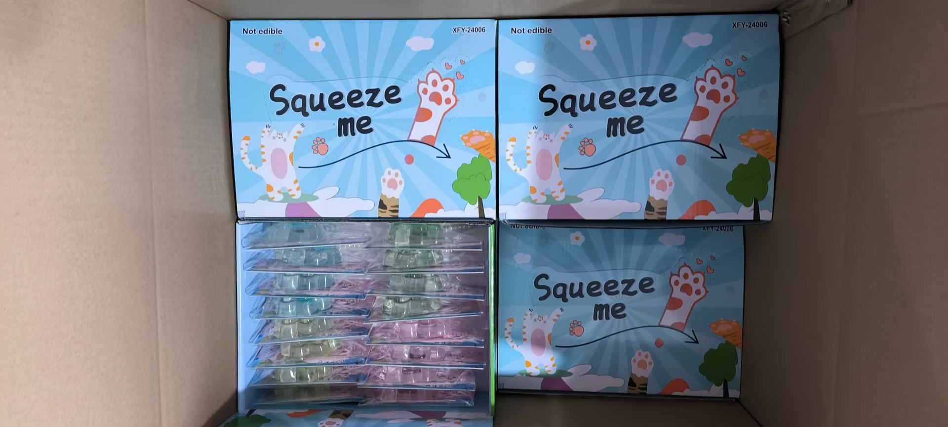 工厂直销TPR软胶透明金粉带灯中号猫爪猫掌萌宠团子卡通减压玩具详情12