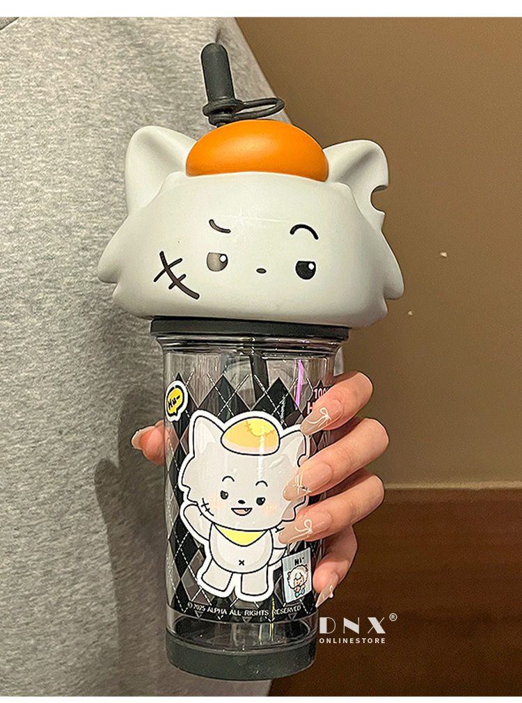 喜羊羊与灰太狼联名大头水杯儿童学生专用tritan吸管水壶随身水杯详情13