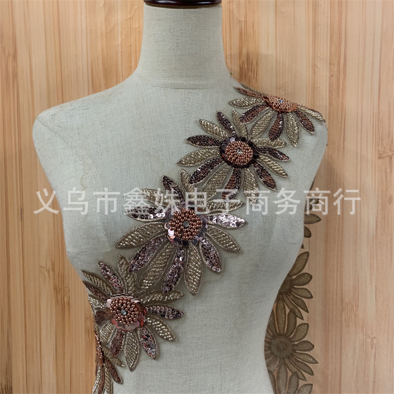 Beaded sequins, embroidered barcodes, wedding dress and evening gown accessories pic 2