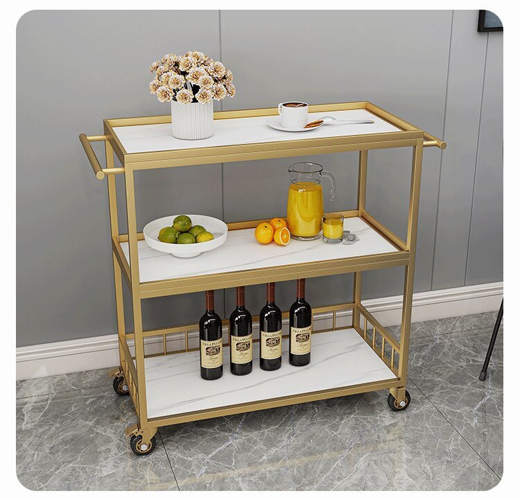 Food cart, trolley, three-story mobile trolley for restaurants and hotels, dining cart, household kitchen storage rack, seasoning rack pic 14