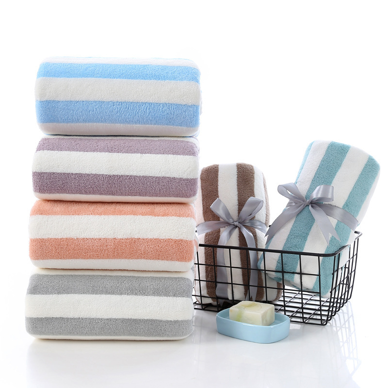 【持嘉】经编珊瑚绒大浴巾70*140cm加厚吸水情侣沙滩巾logo详情3