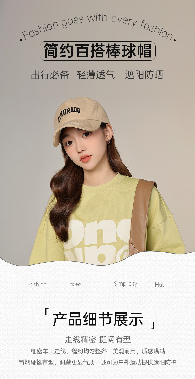 Autumn baseball caps for men to show off their faces, small Korean casual baseball caps for women, hard-top summer headscarves for sun protection and sun protection pic 1