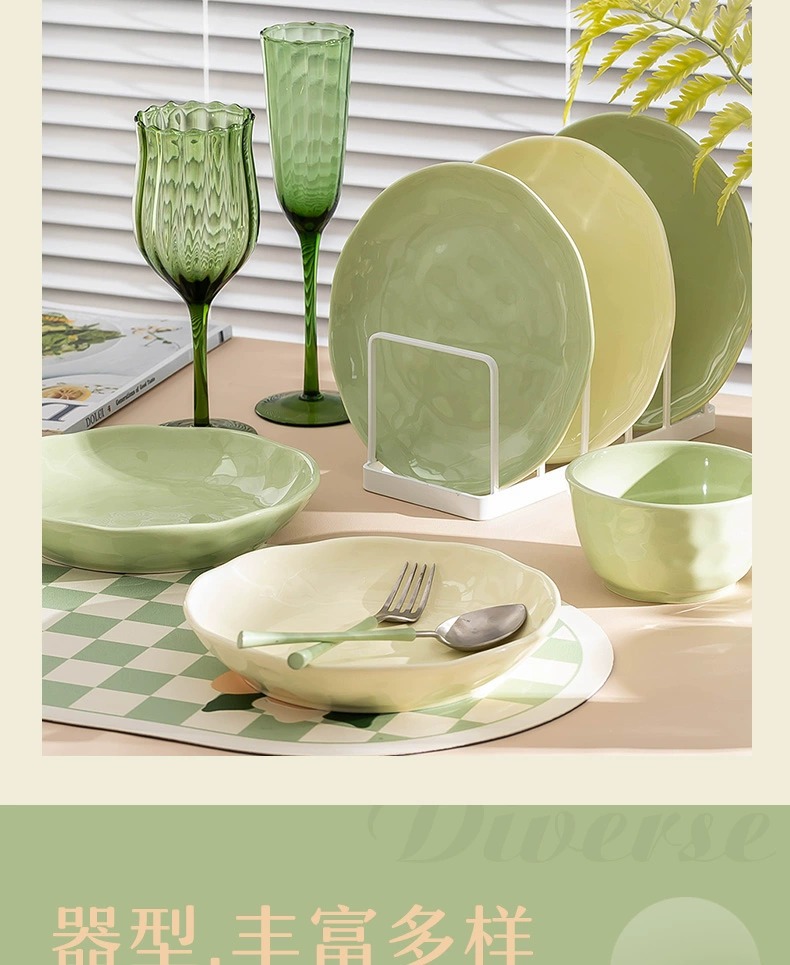 奶油风碗碟套装家用ins简约高颜值陶瓷碗筷碗盘乔迁餐具批发礼品详情12