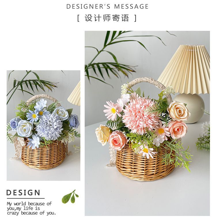 假花仿真花束小清新拉丝玫瑰绣球绢花塑料花干花捧花婚庆装饰摆设详情5