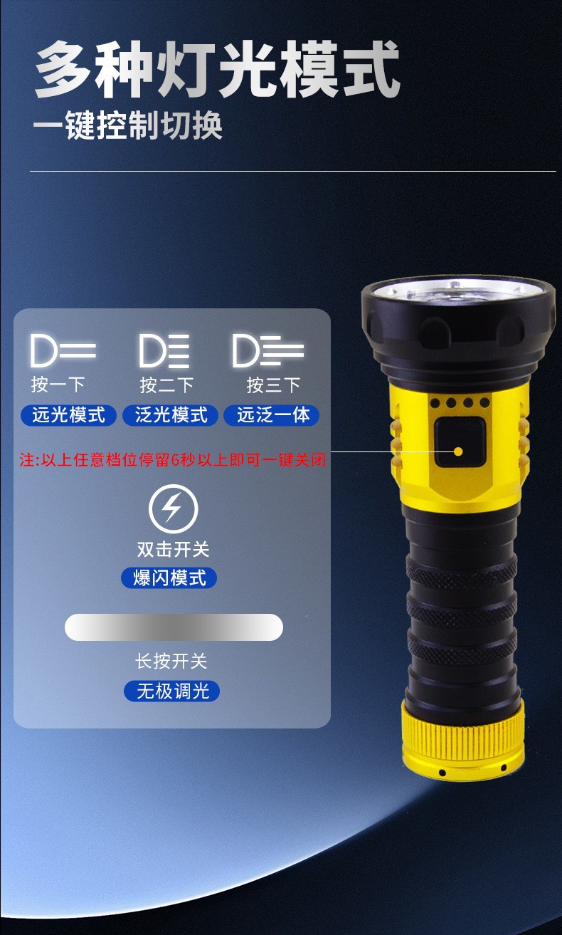 跨境新品派力德多灯手电筒铝合金远射白激光手电8+1超长续航详情14