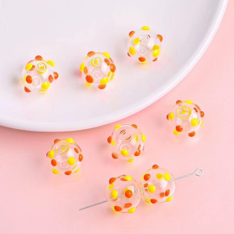 琉璃珠空心滴油波点爱心 波浪纹玻璃空心球串珠DIY手工耳饰品配件详情3