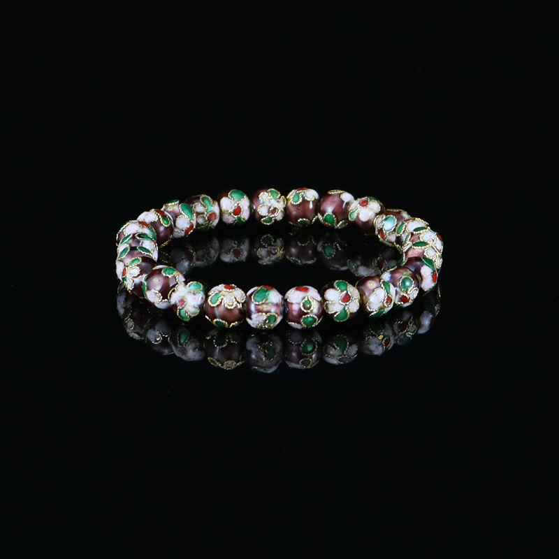 Beijing Cloisonne classical ethnic style jewelry, cloisonne enamel filigree silver blue round bead bracelet pic 20