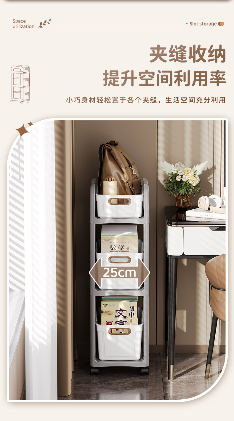 The schoolbag rack, drawer-type movable trolley, book storage rack under the table, multi-layer bookshelf and mobile rack save space pic 4