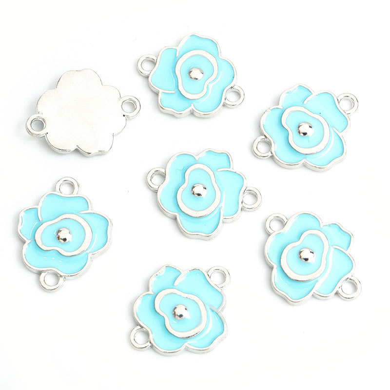 双吊玫瑰花朵滴油挂件 双孔花卉DIY饰品配件连接吊坠手链项链配饰详情11