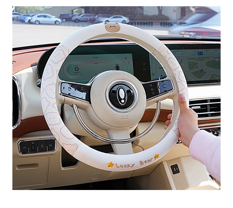 卡通汽车方向盘套夏季冰丝防滑吸汗车用把套四季通用方向盘套把套详情10