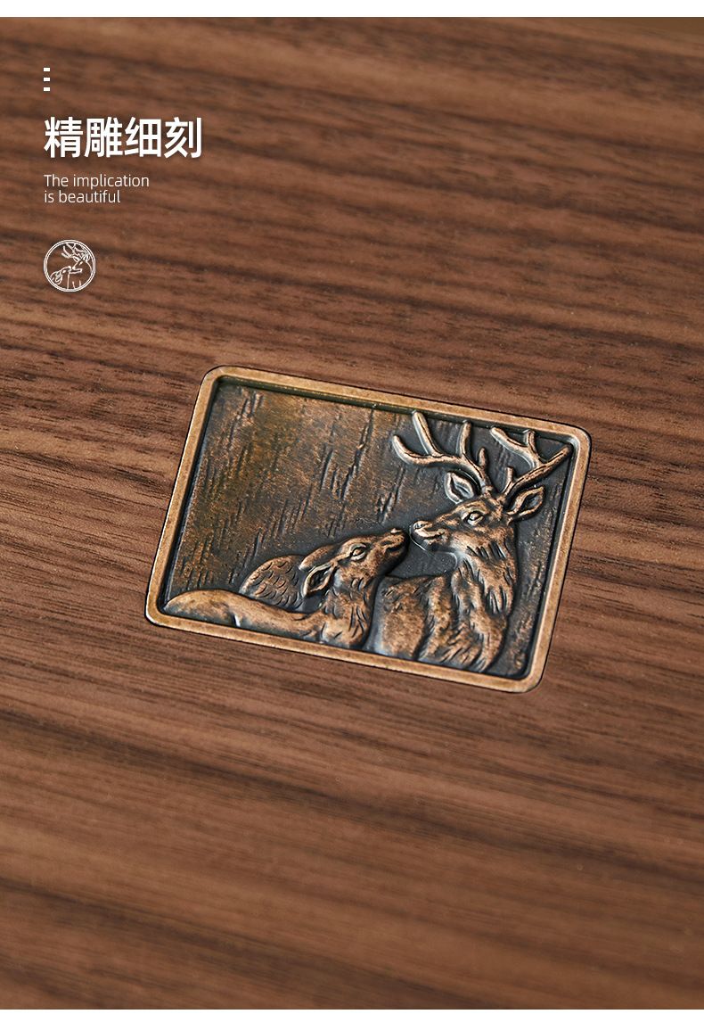 胡桃木首饰盒四层带金色锁扣带柜脚大容量珠宝收纳复古饰品收纳柜详情26