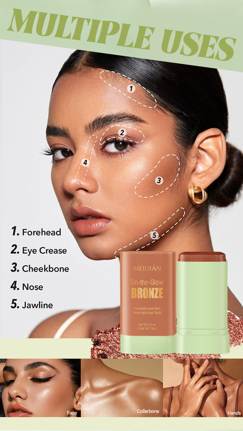 【 Cross-border Exclusive 】MEIDIAN Blush Sticks, Facial Makeup, Highlighter Contouring, Swelling Blush wholesale pic 7
