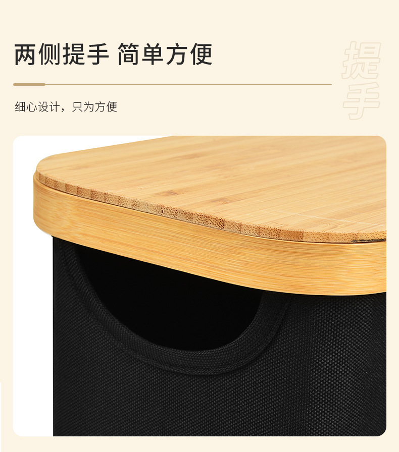 Cross-border fabric storage baskets with bamboo LIDS, bathroom toilet paper storage baskets, home cola bottle recycling storage baskets wholesale pic 8