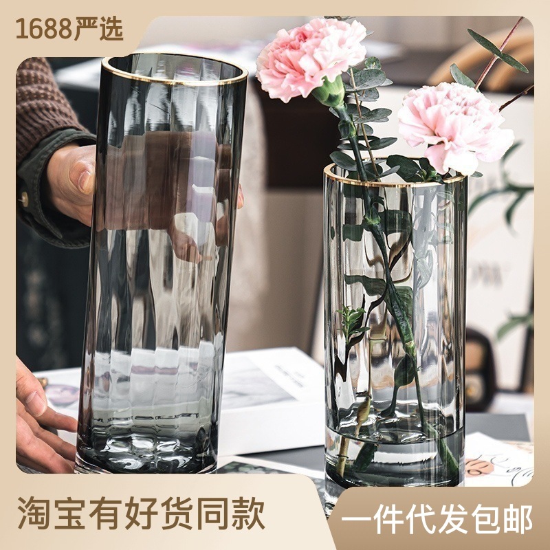 高级感花瓶摆件玻璃水培吊钟雪柳马醉木水养插花鲜花客厅落地装饰详情13