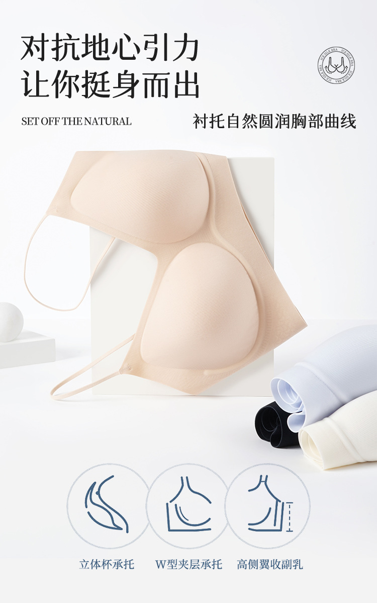 草本山茶花香氛内衣女夏季超薄无痕大胸显小细闪吊带无钢圈文胸罩详情13