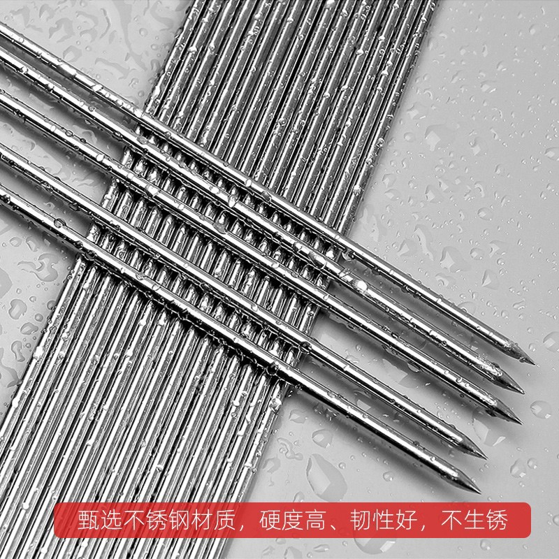 烧烤签子不锈钢圆签烧烤铁签子羊肉串烤肉工具烤串配件家用烧烤针详情1