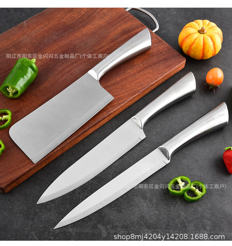 A popular foreign trade set of eight-piece stainless steel sharp kitchen knife with a horseshoe hollow handle and a rotating knife seat pic 2